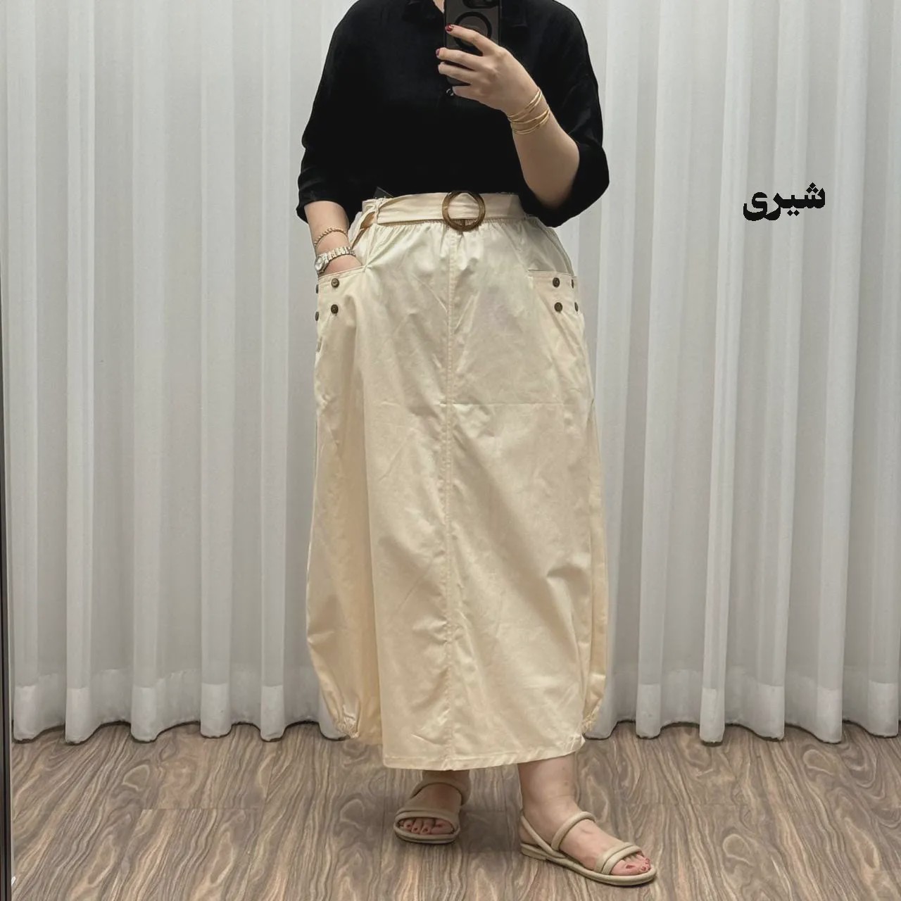 دامن کتان زنانه فری سایز شیک و راحت کد 1301 مناسب تا سایز 48 چهارفصل