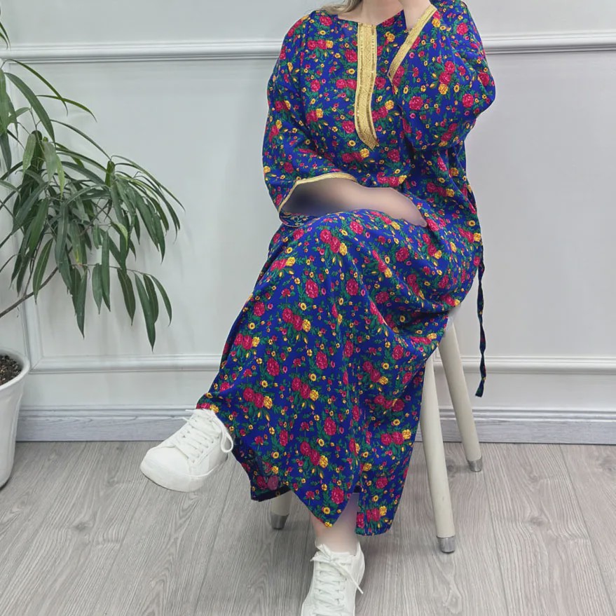 پیراهن ساحلی زنانه ترکمنستان طلاکوب گل ریز فری سایز تا 54 جنس نخی چهارفصل شیک