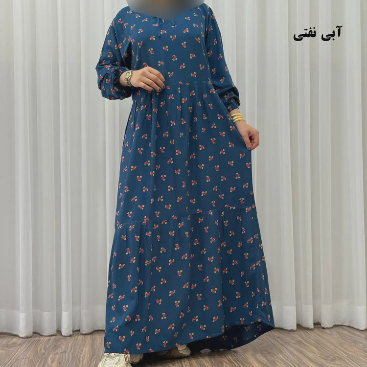 پیراهن ساحلی زنانه گلریز نخی فری سایز تا 48 آیدایی کمربند دار شیک و راحت چهارفصل