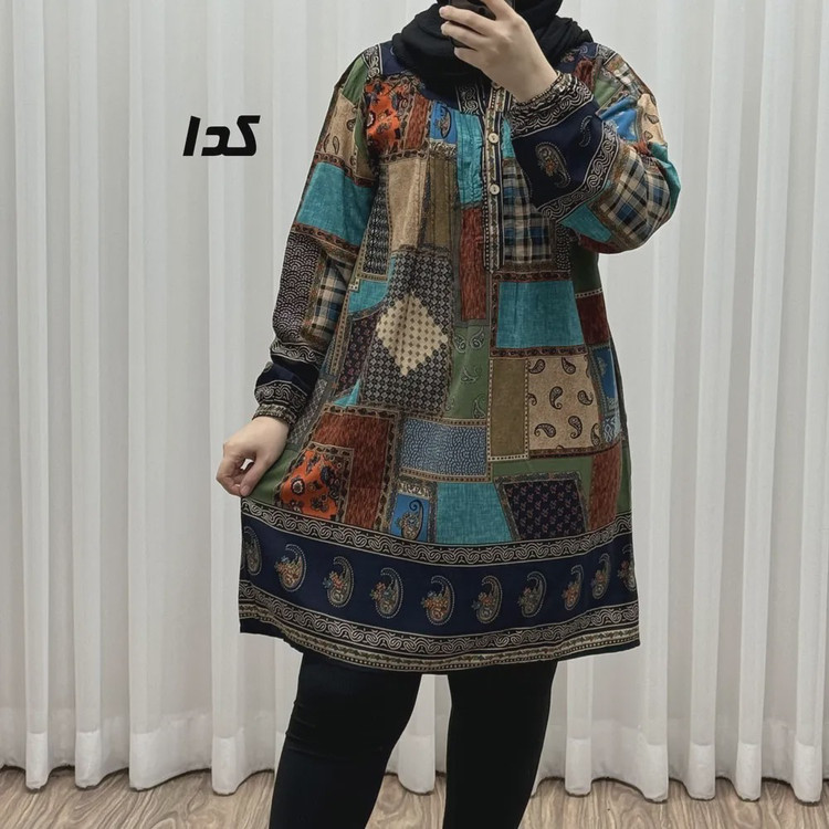 تونیک نخی وارداتی طرح چهل تیکه سایز بزرگ زنانه و دخترانه کد 1612