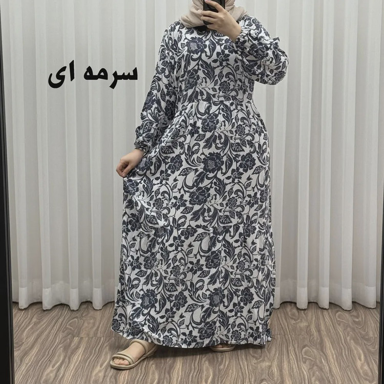 پیراهن فلور بوگاتی مدل ایوبی فری سایز زنانه تا سایز 46 چهارفصل شیک و راحت با کمربند سایه نمیاندازد