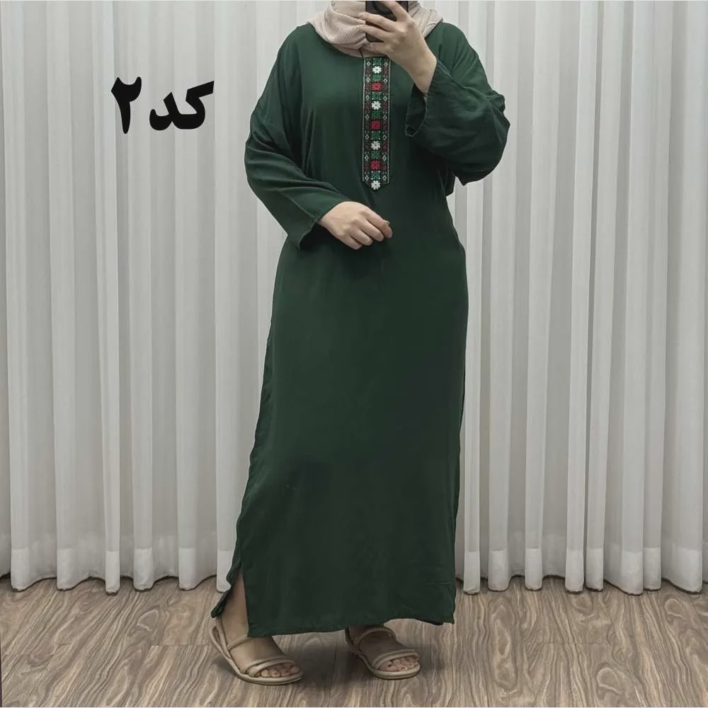 پیراهن کفتان کراش گلدوزی فری سایز زنانه تا سایز 52 شیک و راحت چهارفصل