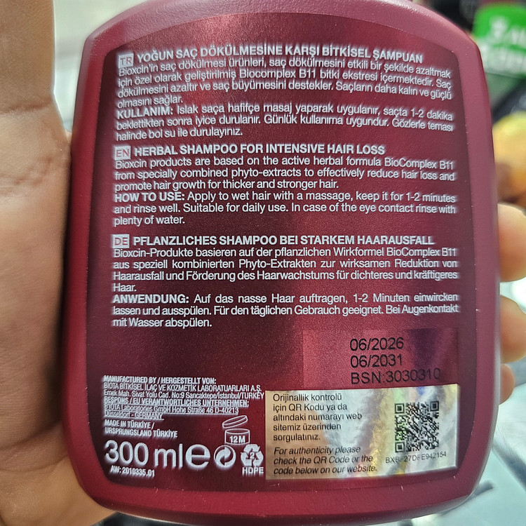 شامپو Bioxin Forte ضد ریزش 300 مل بدون پارابن