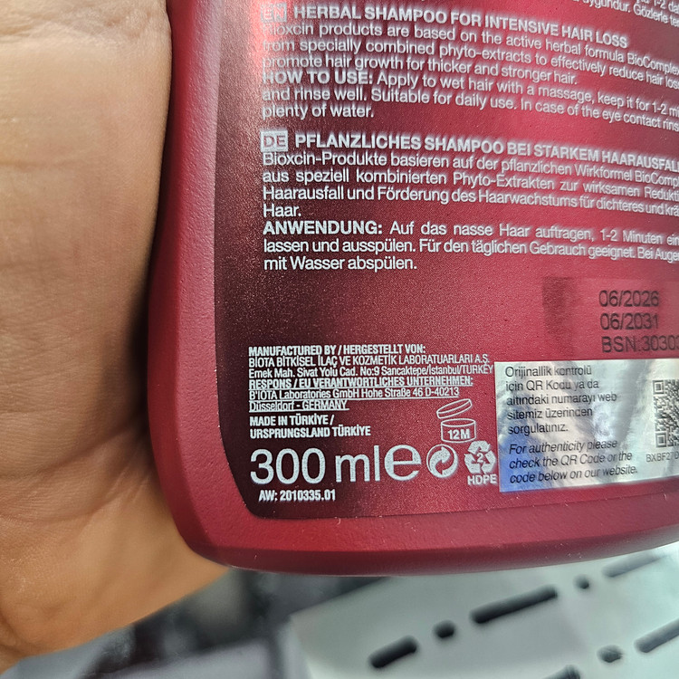 شامپو Bioxin Forte ضد ریزش 300 مل بدون پارابن