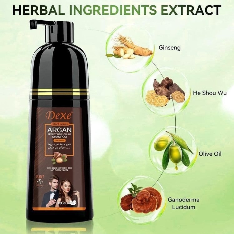 شامپو رنگ قهوه ای تیره حاوی روغن آرگان دکسی Dexe Dark Brown Hair Color Shampoo