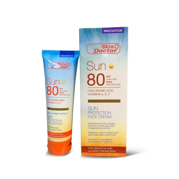 کرم ضد آفتاب اسکین دکتر SPF80 125ml محافظت UVA UVB مرطوبکننده پوست خشک و حساس