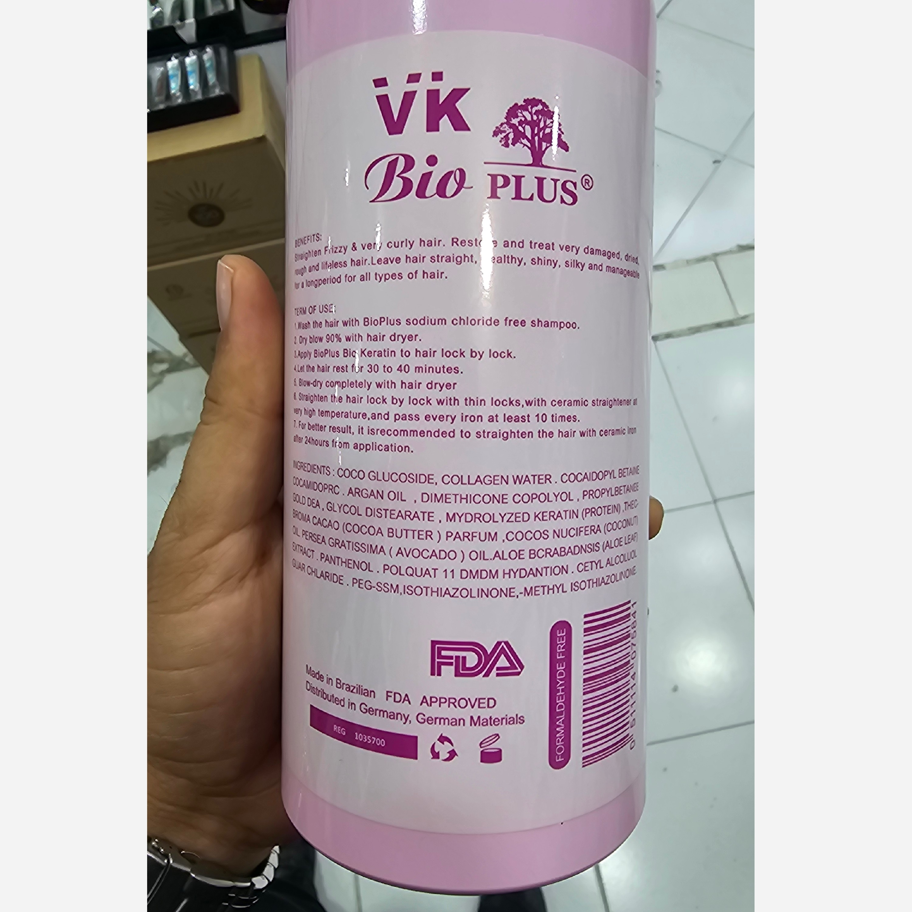 کراتین وی کی بیو پلاس صورتی 1000 میل صافی 100% احیا 100% بدون قرنطینه بدون گاز و بو FDA 10 ماهه