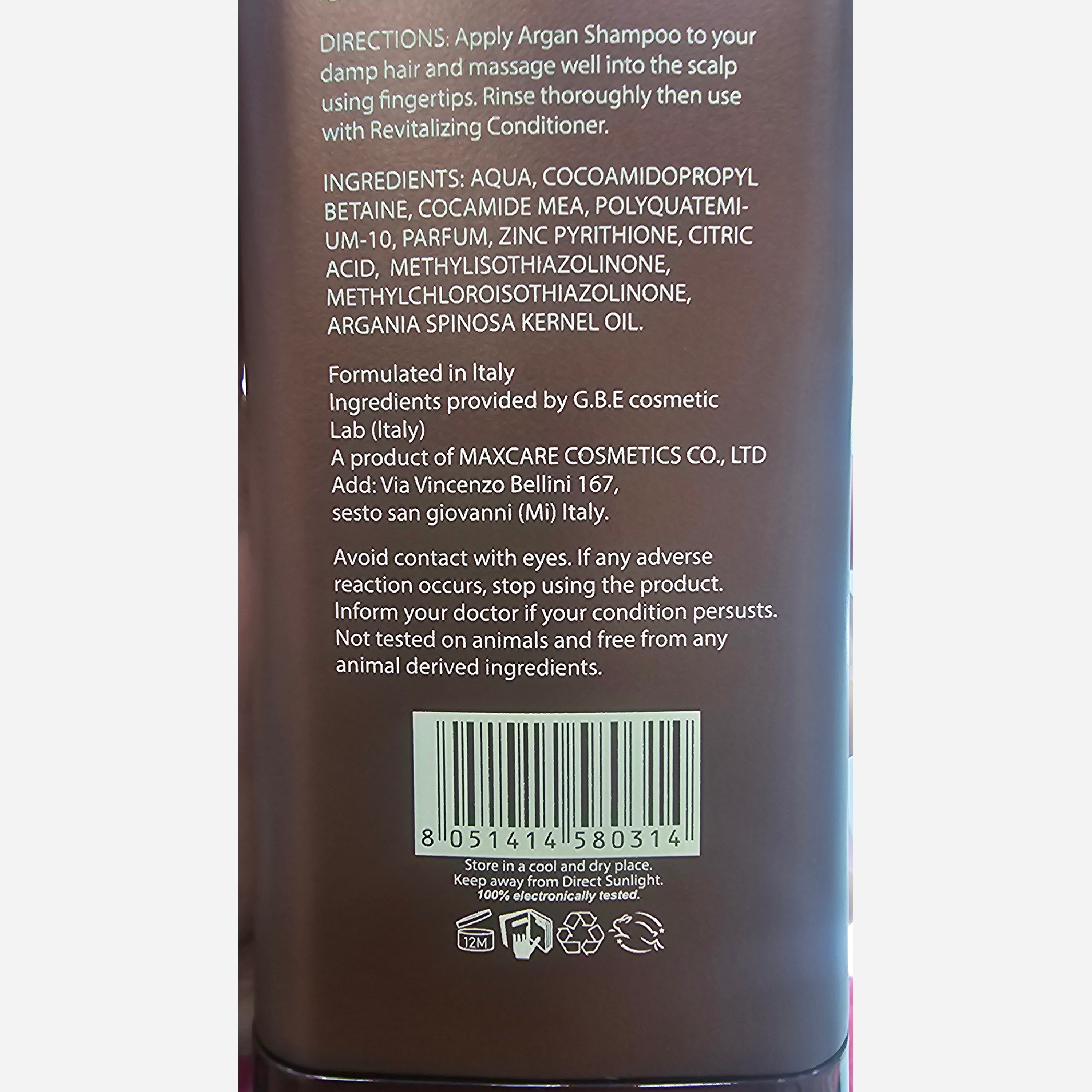 شامپو maxcare بدون سولفات با روغن آرگان و ویتامین A,E 800ml برای موهای رنگ شده، آسیب دیده و ضد ریزش