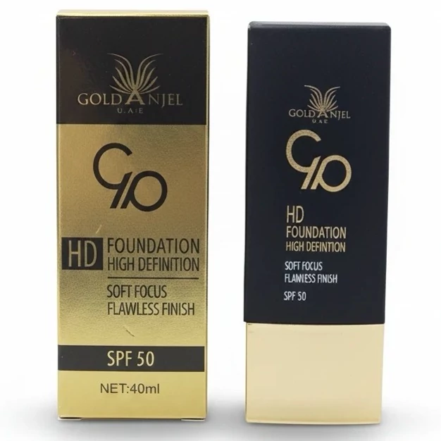 کرم پودر Gold Anjel HD SPF 50 پوشش بالا سایه 1 2 3 حجم 40 میلی
