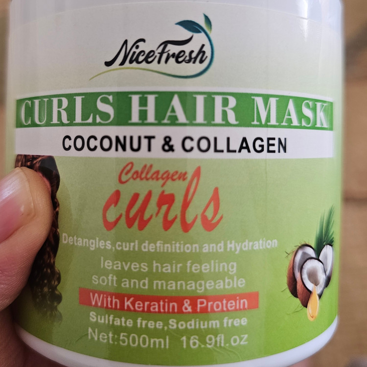 Nice Fresh Italian Bath Mask for Curly Hair, 500ml, Collagen, Kukui Nut, Sulfate-Free, Paraben-Free