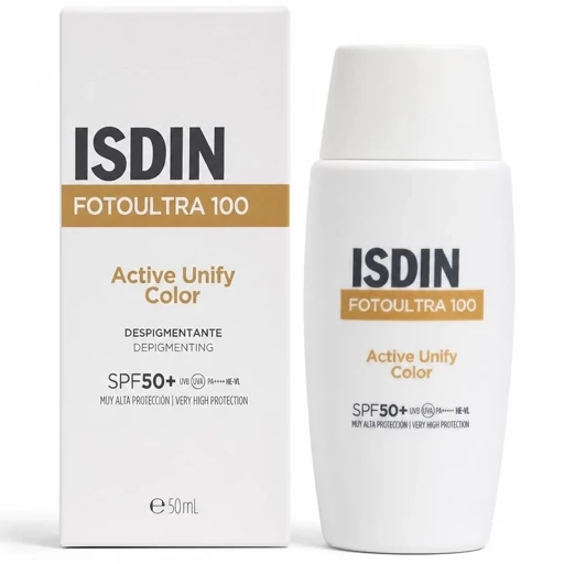 ضد آفتاب رنگی ISDIN FotoUltra 100 Active Unify Color SPF50+ برای لک ملاسم