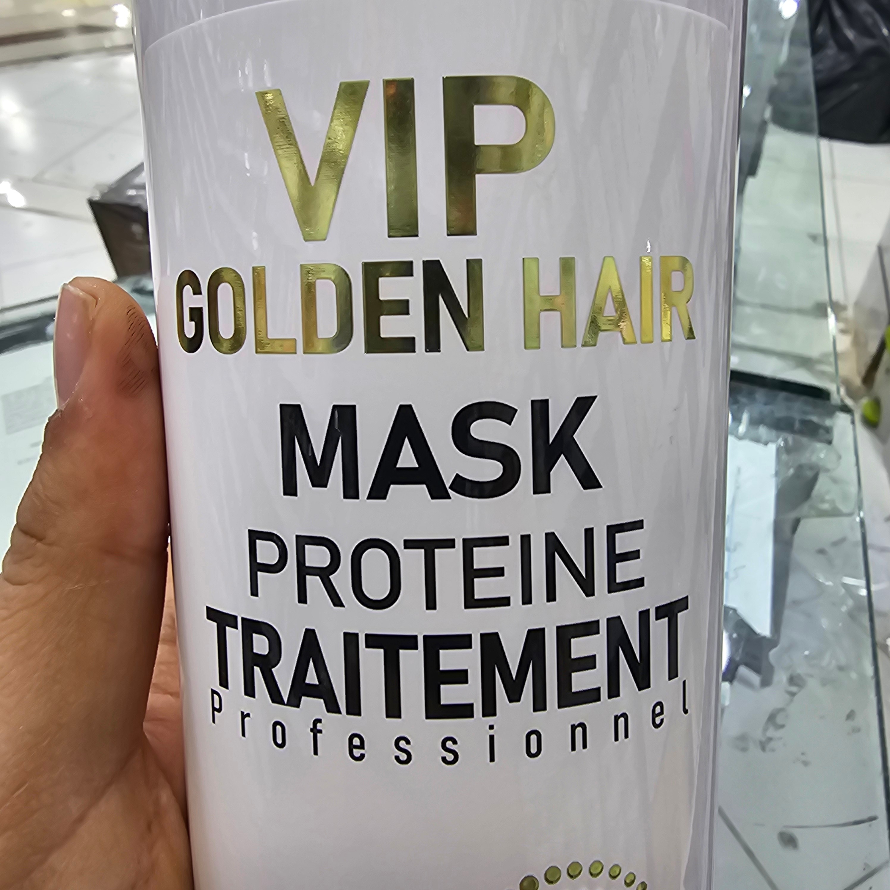 ماسک مو VIP GOLDEN HAIR 1000 میلی ایتالیایی با کلاژن و بیوتین و پروتئین ضد ریزش و احیا