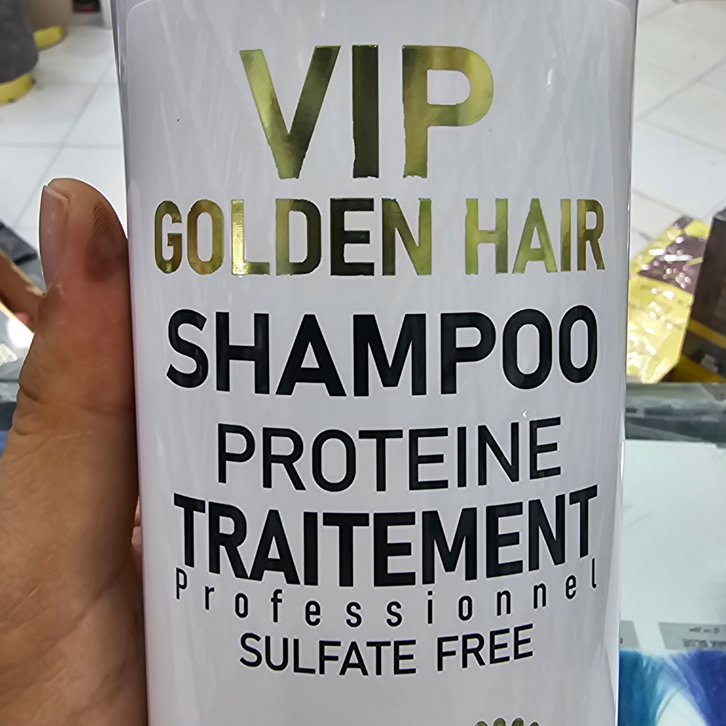 شامپو VIP Golden Hair ضد ریزش مو 1000 مل بدون سولفات با پروتئین و کریاتین برای ترمیم مو رنگشده