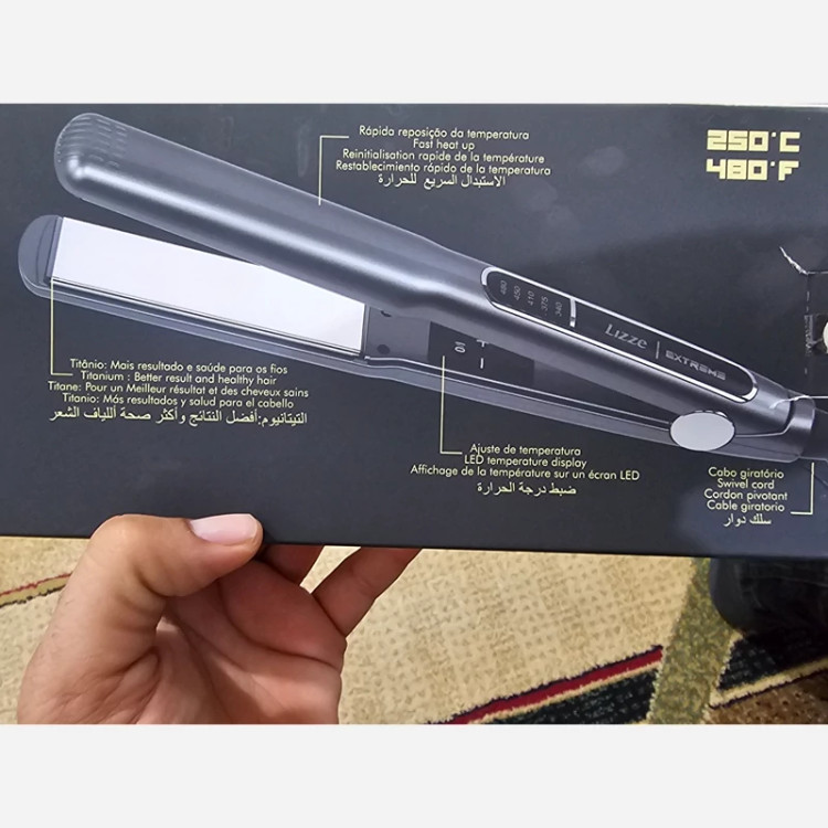 اتو مو لیز مدل Lizze Extreme حرفهای مخصوص کراتین و تراپی با صفحات تیتانیومی و کنترل دمای دیجیتال