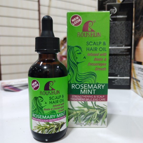 روغن رزماری و نعناع روشان 60 میلیلیتر - تقویتکننده رشد مو با بیوتین برای مو خشک، چرب، آسیبدیده