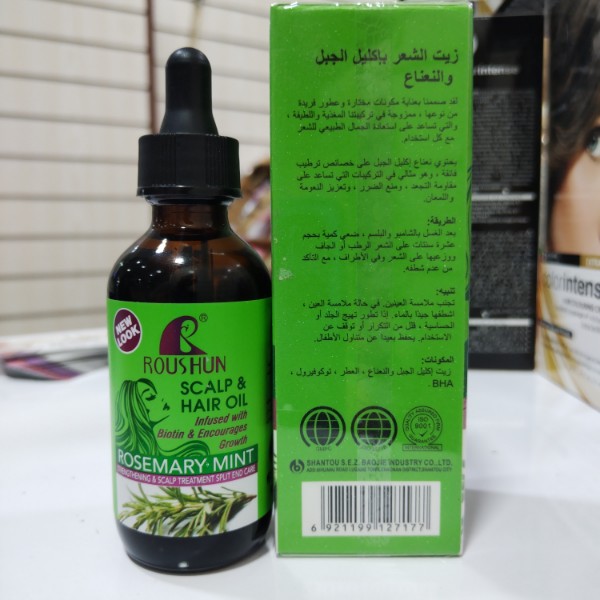 روغن رزماری و نعناع روشان 60 میلیلیتر - تقویتکننده رشد مو با بیوتین برای مو خشک، چرب، آسیبدیده