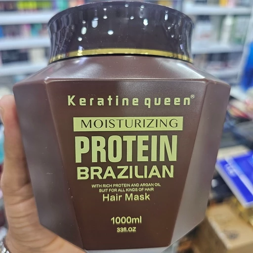 ماسک مو کراتین کوئین برزیلی پروتئین 1000 میلی ترمیم کننده با روغن آرگان برای موهای آسیبدیده و رنگ شده