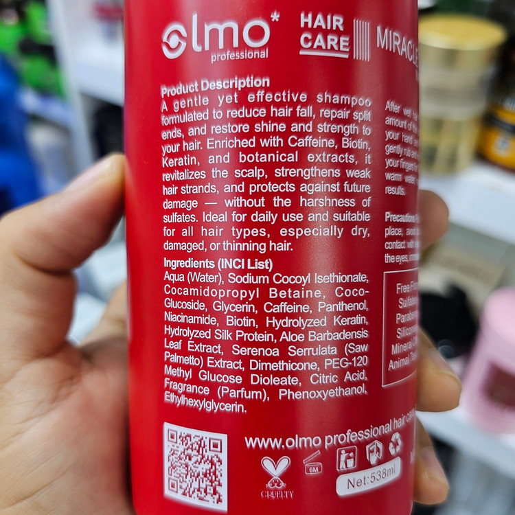 شامپو Olmo Miracle Nano Therapy 538 ml – ضد ریزش، ترمیم موخوره و تقویتکننده گیاهی