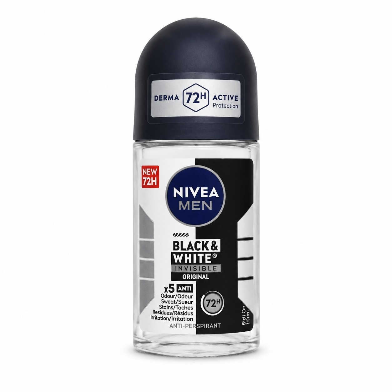 مام رول ضد تعریق مردانه نیوآ Black & White Fresh 50ml آلمانی اورجینال 72 ساعته ضد عرق بدون لک بر روی لباس