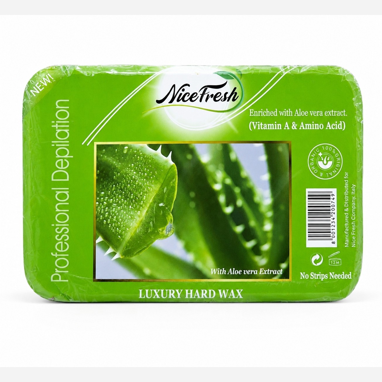 NiceFresh Luxury Hard Wax 800g – Professional No‑Strip Wax with Aloe Vera, Vitamin A, Amino Acid