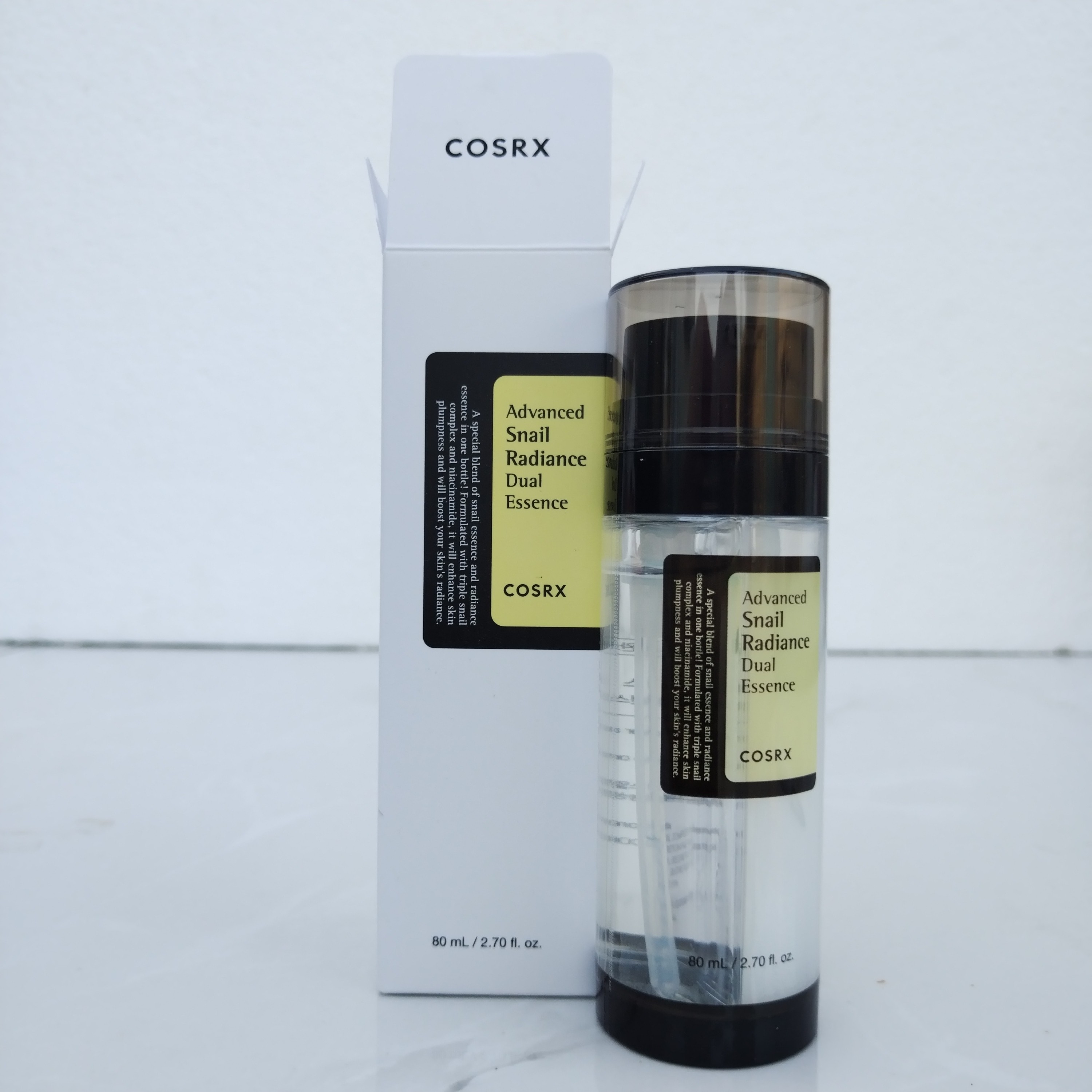 اسانس دابل حلزون و روشنکننده COSRX Advanced Snail Radiance Dual Essence 74.3% kompleks سهگانه حلزون + 5% نیاسینامید