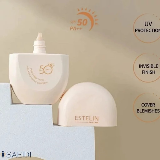 ضدآفتاب رنگی استلین SPF50 PA++ کلاژن و پپتاید بدون رد سفیدی بازسازی سد دفاعی پوست