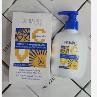لوسیون ضدآفتاب دکتر راشل SPF 90+ حاوی هیالورونیک اسید و ویتامین C 150ml سفید کرم
