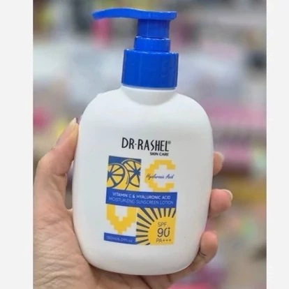لوسیون ضدآفتاب دکتر راشل SPF 90+ حاوی هیالورونیک اسید و ویتامین C 150ml سفید کرم