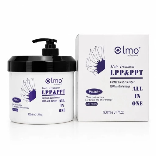 پروتئین مو اولمو دو مرحلهای LPP & PPT 900 میلی لیتر بدون سولفات احیای موهای سوخته و دکلره شده