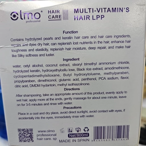 پروتئین مو اولمو دو مرحلهای LPP & PPT 900 میلی لیتر بدون سولفات احیای موهای سوخته و دکلره شده