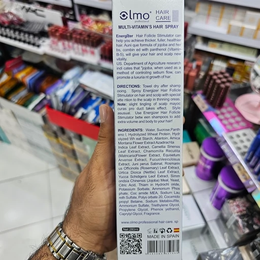 اسپری انرژیبخش مو اولمو 280 ml تقویت فولیکول ضدچربی خوشبوکننده محرک ریشه ضدحرارت