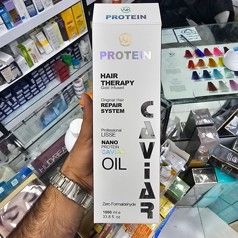 پروتئین مو نانو خاویار احیا و صافی بالا حجم 1000ml اصلی WK THERAPY