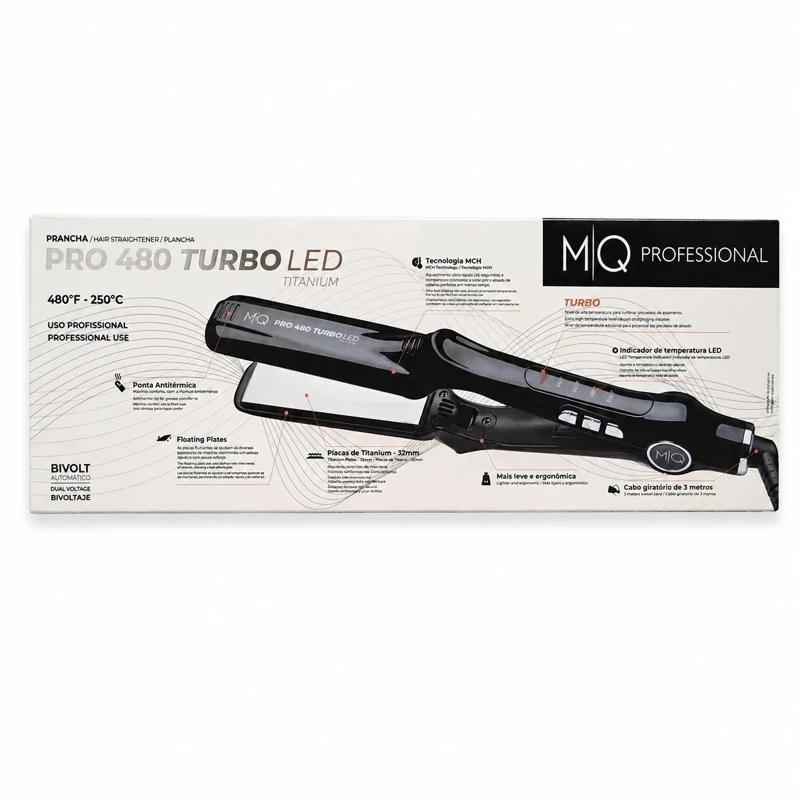 اتو مو ام کیو صفحه تیتانیوم PRO 480 Turbo LED حرفهای 160-250°C برای کراتین بوتاکس پروتئینتراپی