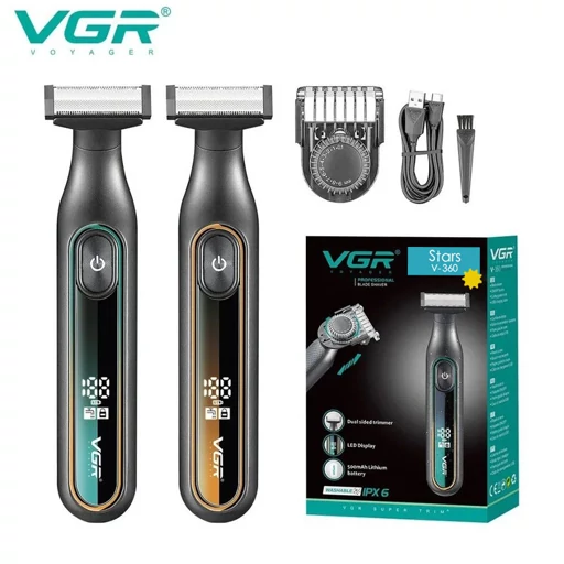 ماشین اصلاح شارژی صورت و بدن ضد آب VGR V-360 استیل ضدزنگ 3میلیمتر باتری 240دقیقه