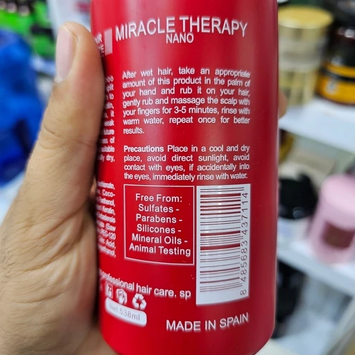 شامپو نانو اولمو اسپانیایی Olmo Miracle Nano Therapy 538 میلیلیتر ضد ریزش و ترمیم موخوره