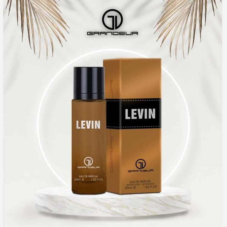 عطر مردانه گرندیور مدل لجند برند LEVIN حجم 30 میل رایحه چرمی تند و ماندگار