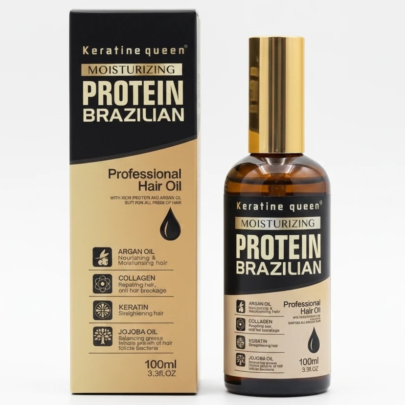روغن مو آرگان کویین 100ml کراتین+پروتئین برزیلی بدون سولفات برای موهای خشک و آسیبدیده