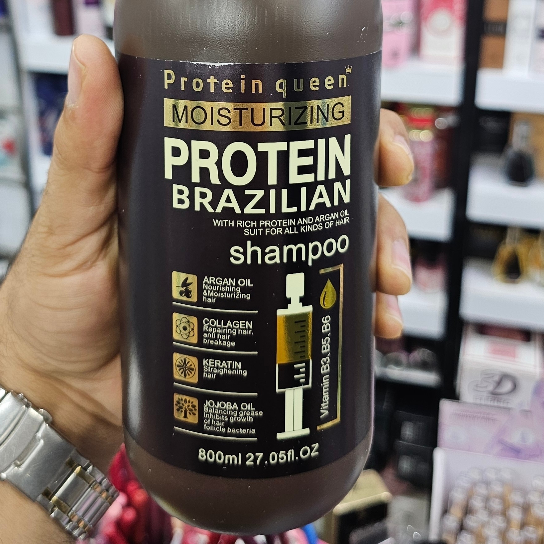 شامپو پروتئین کوئین PROTEIN QUEEN 800ml بدون سولفات، آبرسانی، شاین مو، حاوی روغن آرگان و کراتین