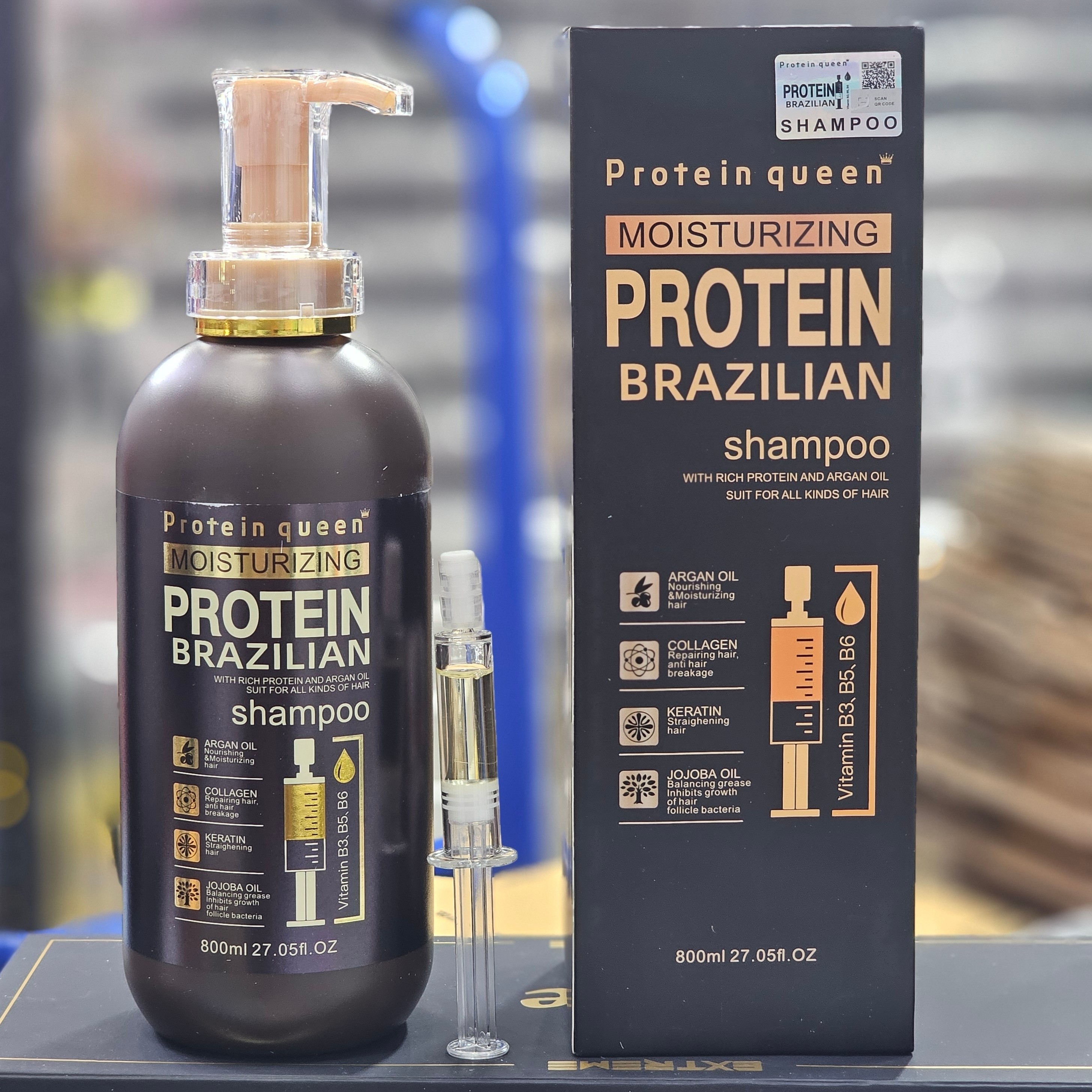 شامپو پروتئین کوئین PROTEIN QUEEN 800ml بدون سولفات، آبرسانی، شاین مو، حاوی روغن آرگان و کراتین