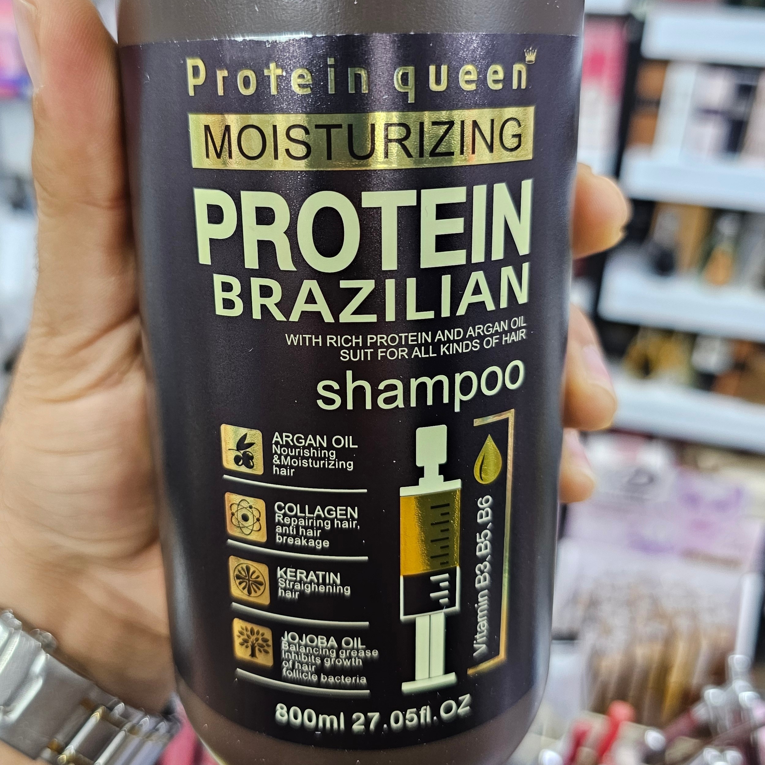 شامپو پروتئین کوئین PROTEIN QUEEN 800ml بدون سولفات، آبرسانی، شاین مو، حاوی روغن آرگان و کراتین