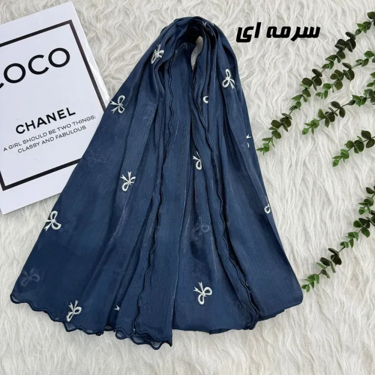 شال حریر کبریتی پاپیونی مشکی وارداتی مجلسی و روزمره قواره 190 در 67