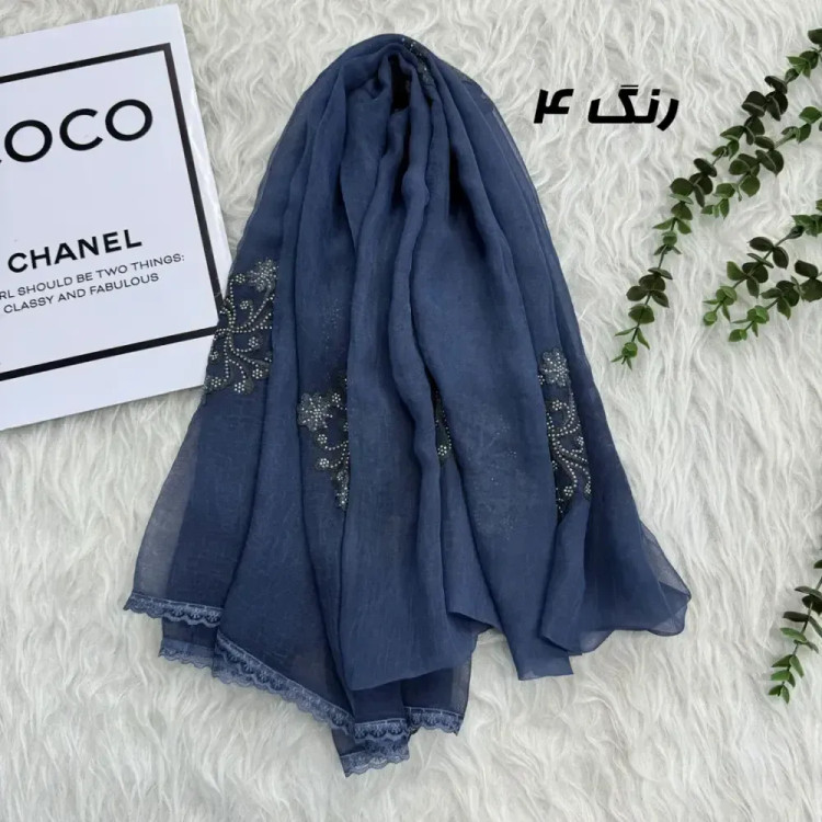 شال وارداتی مجلسی نگینی حریر دانتل