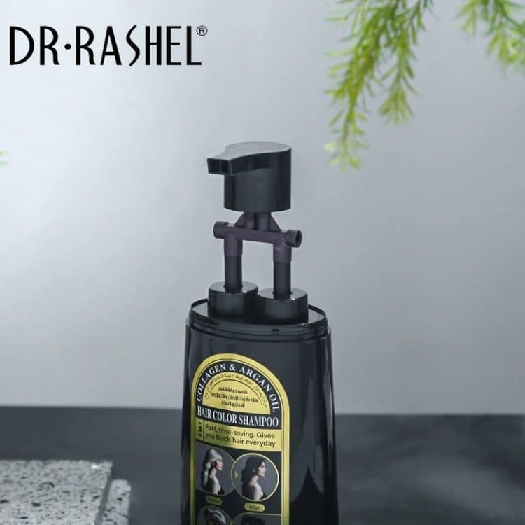 شامپو رنگ مشکی طبیعی حاوی کلاژن و روغن ارگان استلین (دکتر راشل) حجم 400 میلی لیتر