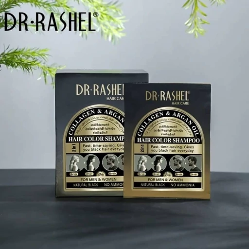 شامپو رنگ مو ساشه ای استلین (دکتر راشل) رنگ قهوه ای طبیعی حاوی کلاژن و روغن آرگان 25 میل