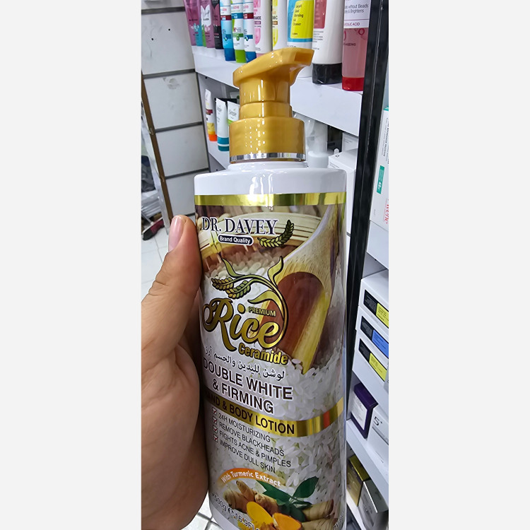 لوسیون برنج دکتر دیوی مرطوب کننده و آبرسان 24 ساعته و روشن کننده پوستهای خشک و مختلط مخصوص دست و بدن و صورت