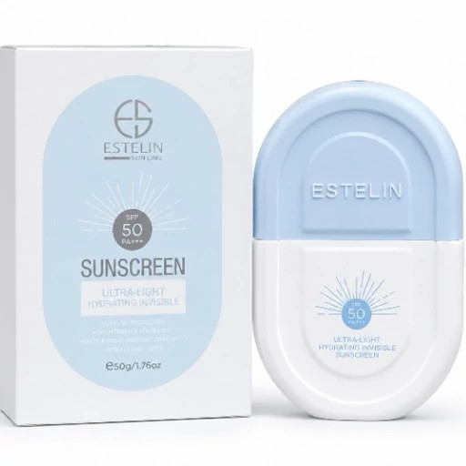 ضد آفتاب بی رنگ استلین آبی حجم 50 گرم spf50 فاقد چربی بافت سبک مخصوص انواع پوست