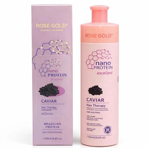 نانو پروتئین خاویار رزگلد ROSE GOLD احیا و صافی بالا همراه با دانه خاویار پلکس حجم 1100 میلی لیتر