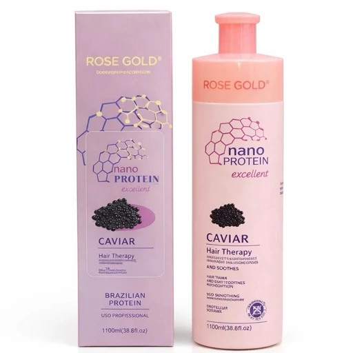 نانو پروتئین خاویار رزگلد ROSE GOLD احیا و صافی بالا همراه با دانه خاویار پلکس حجم 1100 میلی لیتر
