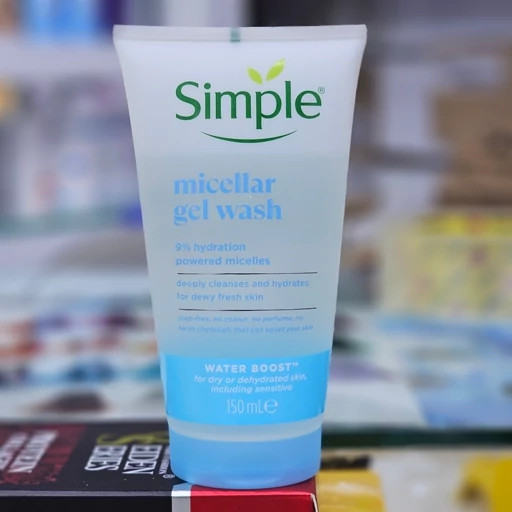 ژل میسلار شوینده صورت سیمپل 150 میل Simple Water Boost Micellar Gel Facial Wash آبرسان پوست پاکسازی ملایم شاداب کننده