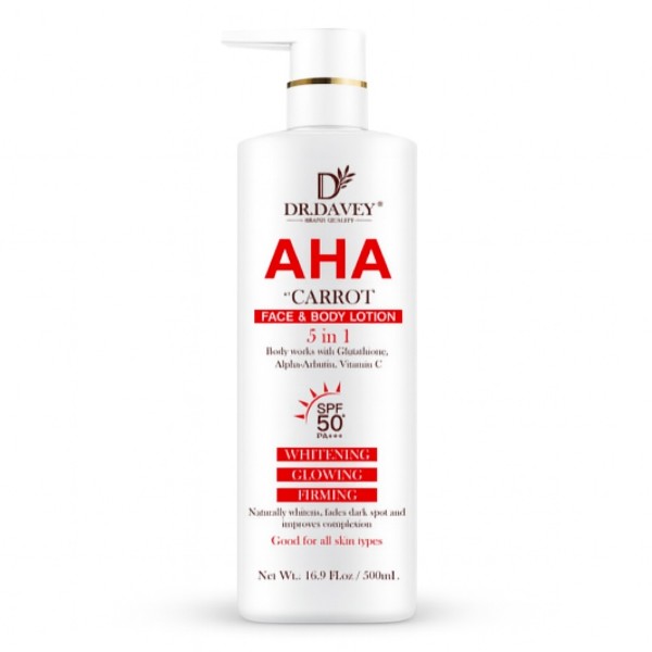 لوسیون بدن دکتر دیوی SPF 50 + AHA + گلوتاتیون + آلفا آربوتین + ویتامین C (500 میلیلیتر)